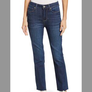 PAIGE Hoxton Straight Ankle Raw Hem Jeans - Dark Wash